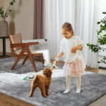 Sanmadrola Gray Area Rug for Bedroom,4'X5.2',Fluffy Shag Rug for Living Room,Furry Carpet Kids Room,Shaggy Throw Rug for Nursery Room,Fuzzy Plush Rug,Grey Carpet,Rectangle,Cute...