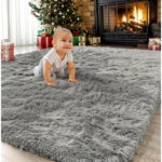 Sanmadrola Gray Area Rug for Bedroom,4'X5.2',Fluffy Shag Rug for Living Room,Furry Carpet Kids Room,Shaggy Throw Rug for Nursery Room,Fuzzy Plush Rug,Grey Carpet,Rectangle,Cute...