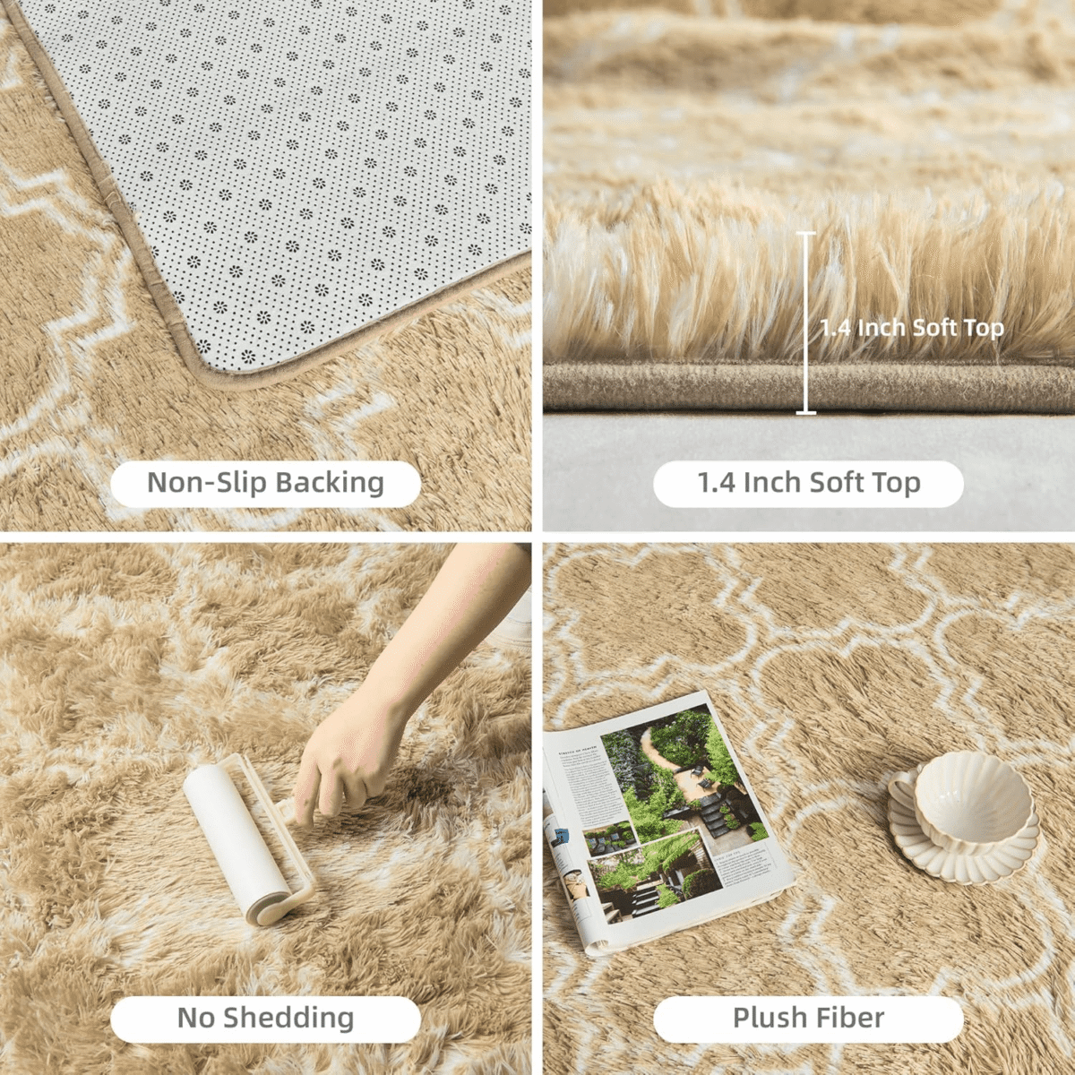 Sanmadrola Super Soft Shaggy Rugs Carpets 2.4x5.2 Feet Plush Area Rugs for Living Room Bedroom, Fluffy ​Rug for Nursery Playroom Dorm Room, Shag Plush Rug for Teen Room Decor,...