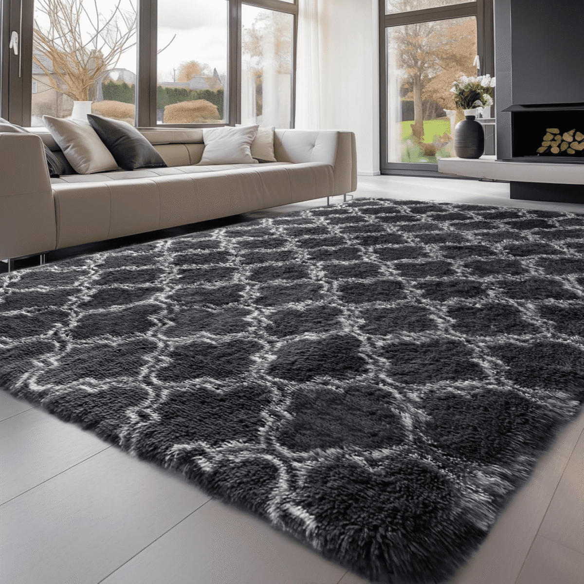 Sanmadrola Super Soft Shaggy Rugs Carpets 2.4x5.2 Feet Plush Area Rugs for Living Room Bedroom, Fluffy ​Rug for Nursery Playroom Dorm Room, Shag Plush Rug for Teen Room Decor,...