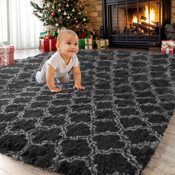 Sanmadrola Super Soft Shaggy Rugs Carpets 2.4x5.2 Feet Plush Area Rugs for Living Room Bedroom, Fluffy ​Rug for Nursery Playroom Dorm Room, Shag Plush Rug for Teen Room Decor,...
