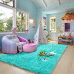Sanmadrola Super Soft Shaggy Rugs Carpets 2.4x5.2 Feet Plush Area Rugs for Living Room Bedroom, Fluffy ​Rug for Nursery Playroom Dorm Room, Shag Plush Rug for Teen Room Decor Blue
