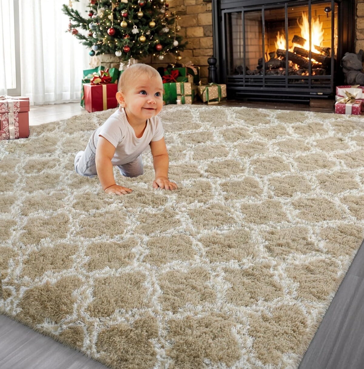 Sanmadrola Super Soft Shaggy Rugs Carpets 2.4x5.2 Feet Plush Area Rugs for Living Room Bedroom, Fluffy ​Rug for Nursery Playroom Dorm Room, Shag Plush Rug for Teen Room Decor,...