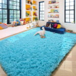 Sanmadrola Super Soft Shaggy Rugs Carpets 2.4x5.2 Feet Plush Area Rugs for Living Room Bedroom, Fluffy ​Rug for Nursery Playroom Dorm Room, Shag Plush Rug for Teen Room Decor Blue