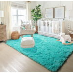 Sanmadrola Super Soft Shaggy Rugs Carpets 2.4x5.2 Feet Plush Area Rugs for Living Room Bedroom, Fluffy ​Rug for Nursery Playroom Dorm Room, Shag Plush Rug for Teen Room Decor Blue