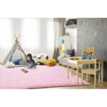 Sanmadrola Super Soft Shaggy Rugs Carpets 2.4x5.2 Feet Plush Area Rugs for Living Room Bedroom, Fluffy ​Rug for Nursery Playroom Dorm Room, Shag Plush Rug for Teen Room Decor, Pink