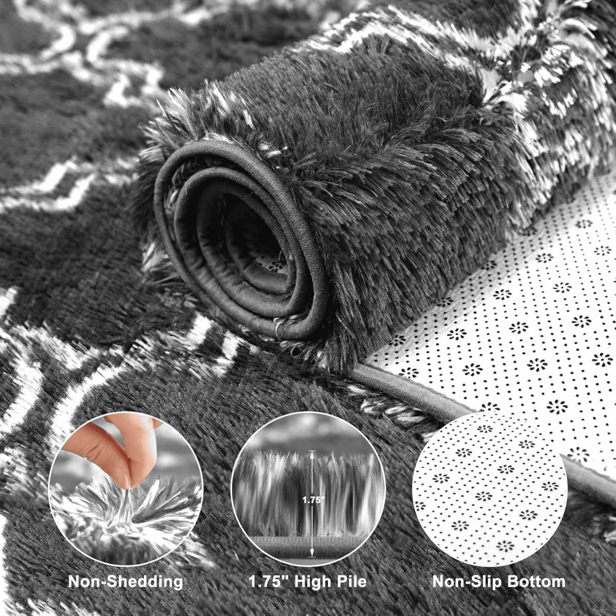 Sanmadrola Super Soft Shaggy Rugs Carpets 2.4x5.2 Feet Plush Area Rugs for Living Room Bedroom, Fluffy ​Rug for Nursery Playroom Dorm Room, Shag Plush Rug for Teen Room Decor,...