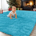 Sanmadrola Super Soft Shaggy Rugs Carpets 2.4x5.2 Feet Plush Area Rugs for Living Room Bedroom, Fluffy ​Rug for Nursery Playroom Dorm Room, Shag Plush Rug for Teen Room Decor Blue