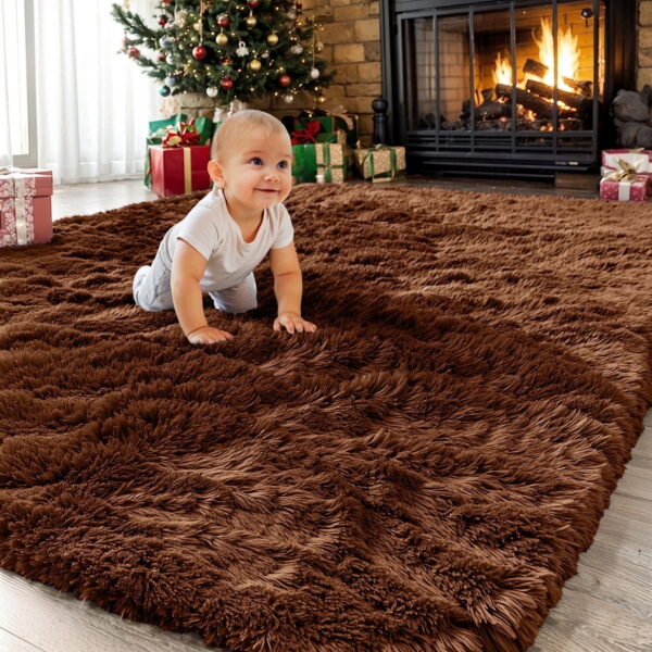 Sanmadrola Super Soft Shaggy Rugs Carpets 2.4x5.2 Feet Plush Area Rugs for Living Room Bedroom, Fluffy ​Rug for Nursery Playroom Dorm Room, Shag Plush Rug for Teen Room Decor,...