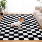 Sanmadrola Super Soft Shaggy Rugs Carpets 2.6x5.2 Feet Plush Area Rugs for Living Room Bedroom, Fluffy ​Rug for Nursery Playroom Dorm Room, Shag Plush Rug for Teen Room Decor