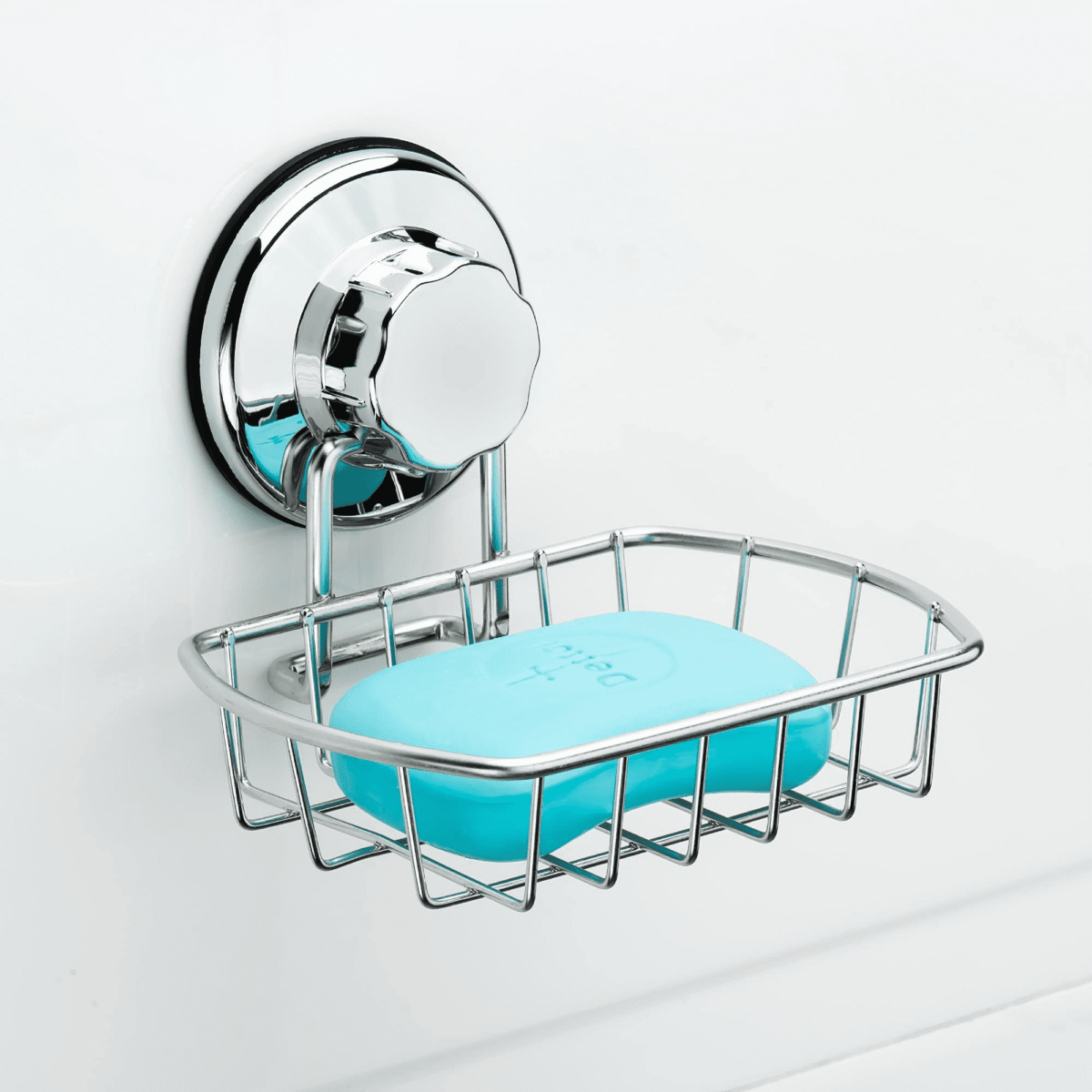 SANNO Suction Cup Soap Dish Holder with Hook, Soap Saver Soap Holder Soap Tray Bar Soap Sponge Holder for Shower, Bathroom, Tub and Kitchen Sink,Silver,Metal