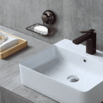 SANNO Super Powerful Vacuum Suction Cup Shower Soap Dish - Strong Rustproof Stainless Steel Soap Saver Sponge Holder for Bathroom & Kitchen Sink, Bronze