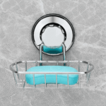 SANNO Super Powerful Vacuum Suction Cup Soap Dish Soap Saver - Rustproof 304 Stainless Steel Sponge Soap Holder for Bathroom, Shower, Sink, Kitchen