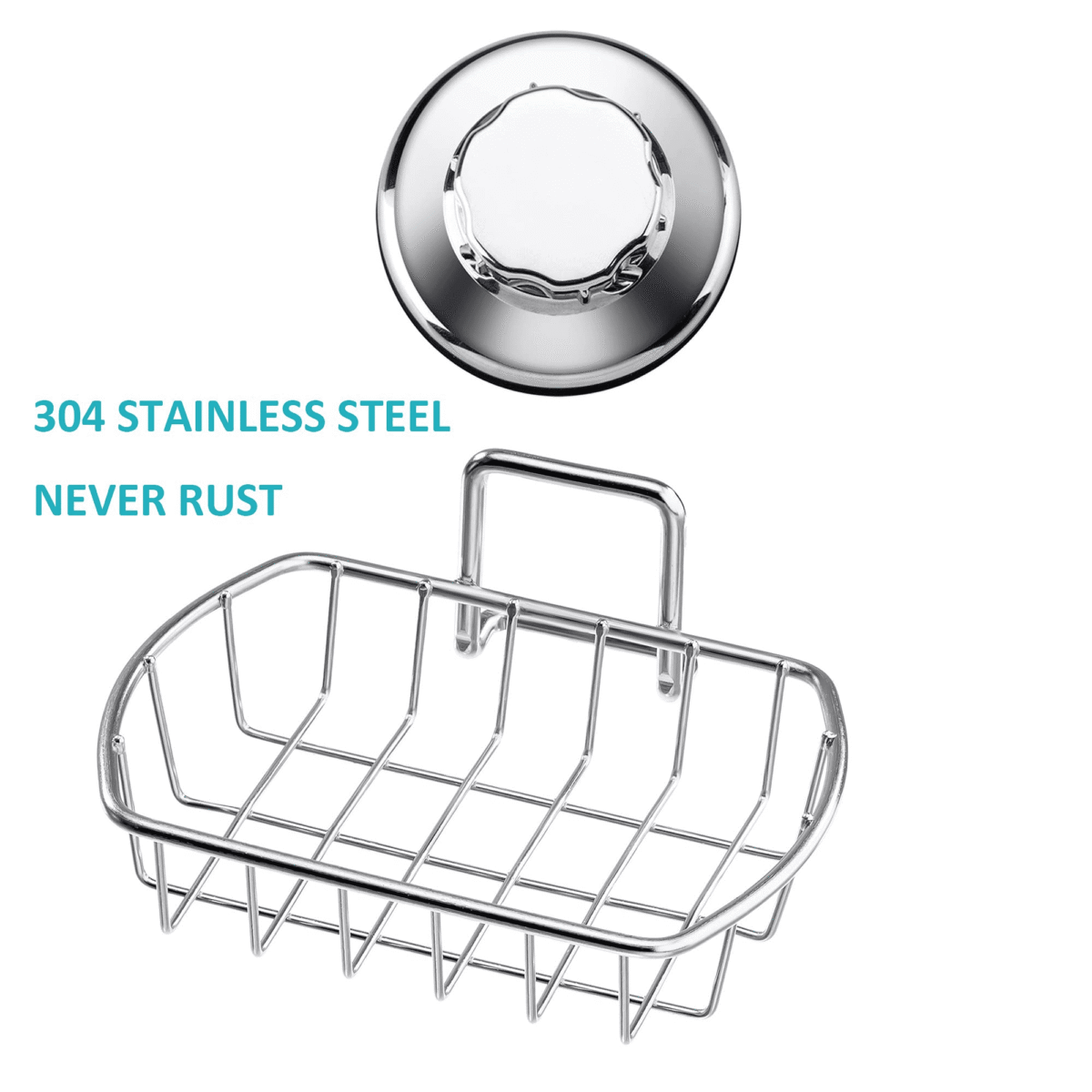 SANNO Super Powerful Vacuum Suction Cup Soap Dish Soap Saver - Rustproof 304 Stainless Steel Sponge Soap Holder for Bathroom, Shower, Sink, Kitchen