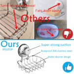 SANNO Super Powerful Vacuum Suction Cup Soap Dish Soap Saver - Rustproof 304 Stainless Steel Sponge Soap Holder for Bathroom, Shower, Sink, Kitchen