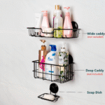 SANNO Vacuum Suction Cup Shower Soap Dish - Soap Dish Holder for Shower, Strong Rustproof Stainless Steel Soap Saver Sponge Holder for Bathroom & Kitchen Sink, No-Drilling &...