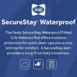 Sealy SecureStay Waterproof Crib Mattress Pad, Easy Clean Washable, Crib/Toddler Bed, White