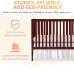 SESSLIFE 5-In-1 Convertible Crib, Cherry Baby Bed, Converts from Baby Crib to Toddler Bed, Fits Standard Full-Size Crib Mattress(Not Included)