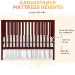 SESSLIFE 5-In-1 Convertible Crib, Cherry Baby Bed, Converts from Baby Crib to Toddler Bed, Fits Standard Full-Size Crib Mattress(Not Included)
