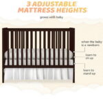 SESSLIFE 5-In-1 Convertible Crib, Espresso Baby Bed, Converts from Baby Crib to Toddler Bed, Fits Standard Full-Size Crib Mattress(Not Included)