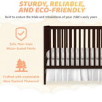 SESSLIFE 5-In-1 Convertible Crib, Espresso Baby Bed, Converts from Baby Crib to Toddler Bed, Fits Standard Full-Size Crib Mattress(Not Included)