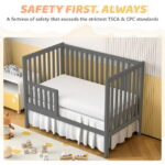 SESSLIFE 5-In-1 Convertible Crib, Gray Baby Bed, Converts from Baby Crib to Toddler Bed, Fits Standard Full-Size Crib Mattress(Not Included)