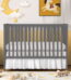 SESSLIFE 5-In-1 Convertible Crib, Gray Baby Bed, Converts from Baby Crib to Toddler Bed, Fits Standard Full-Size Crib Mattress(Not Included)