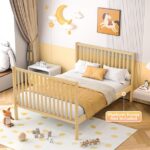 SESSLIFE 5-In-1 Convertible Crib, Natural Baby Bed, Converts from Baby Crib to Toddler Bed, Fits Standard Full-Size Crib Mattress(Not Included)
