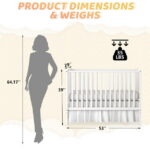 SESSLIFE 5-In-1 Convertible Crib, White Baby Bed, Converts from Baby Crib to Toddler Bed, Fits Standard Full-Size Crib Mattress(Not Included)
