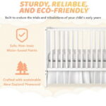 SESSLIFE 5-In-1 Convertible Crib, White Baby Bed, Converts from Baby Crib to Toddler Bed, Fits Standard Full-Size Crib Mattress(Not Included)