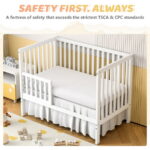 SESSLIFE 5-In-1 Convertible Crib, White Baby Bed, Converts from Baby Crib to Toddler Bed, Fits Standard Full-Size Crib Mattress(Not Included)