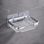 Shower Wall Soap Dish Holder: Wall Mounted Draining Soap Razor Saver for Bathroom Tile Wall Mounted Self Adhesive Soap Rack, Drain Case Tray