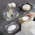 Shower Wall Soap Dish Holder: Wall Mounted Draining Soap Razor Saver for Bathroom Tile Wall Mounted Self Adhesive Soap Rack, Drain Case Tray