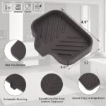 Silicone Bathroom Soap Dishes with Drain Spout-Bathroom and Kitchen Sink Organizer,Sponge Holder,Dish Soap Tray,Perfect for Dispenser,Scrubber,Bottle,Cup on Sink or Counter-Grey