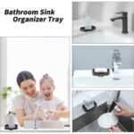 Silicone Bathroom Soap Dishes with Drain Spout-Bathroom and Kitchen Sink Organizer,Sponge Holder,Dish Soap Tray,Perfect for Dispenser,Scrubber,Bottle,Cup on Sink or Counter-Grey