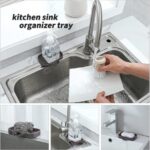Silicone Bathroom Soap Dishes with Drain Spout-Bathroom and Kitchen Sink Organizer,Sponge Holder,Dish Soap Tray,Perfect for Dispenser,Scrubber,Bottle,Cup on Sink or Counter-Grey