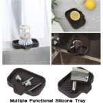 Silicone Bathroom Soap Dishes with Drain Spout-Bathroom and Kitchen Sink Organizer,Sponge Holder,Dish Soap Tray,Perfect for Dispenser,Scrubber,Bottle,Cup on Sink or Counter-Grey