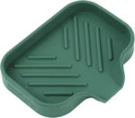Silicone Bathroom Soap Dishes with Drain Spout-Bathroom and Kitchen Sink Organizer,Sponge Holder,Dish Soap Tray,Perfect for Dispenser,Scrubber,Bottle,Cup on Sink or Counter-Grey