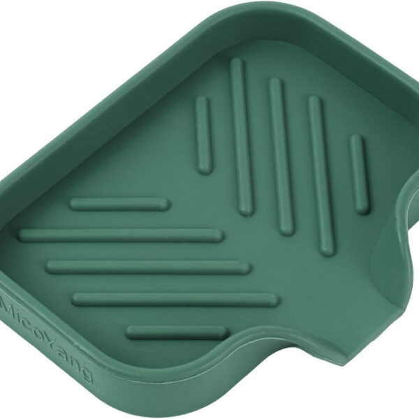 Silicone Bathroom Soap Dishes with Drain Spout-Bathroom and Kitchen Sink Organizer,Sponge Holder,Dish Soap Tray,Perfect for Dispenser,Scrubber,Bottle,Cup on Sink or Counter-Grey