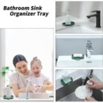 Silicone Bathroom Soap Dishes with Drain Spout-Bathroom and Kitchen Sink Organizer,Sponge Holder,Dish Soap Tray,Perfect for Dispenser,Scrubber,Bottle,Cup on Sink or Counter-Grey