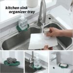 Silicone Bathroom Soap Dishes with Drain Spout-Bathroom and Kitchen Sink Organizer,Sponge Holder,Dish Soap Tray,Perfect for Dispenser,Scrubber,Bottle,Cup on Sink or Counter-Grey