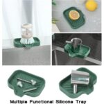 Silicone Bathroom Soap Dishes with Drain Spout-Bathroom and Kitchen Sink Organizer,Sponge Holder,Dish Soap Tray,Perfect for Dispenser,Scrubber,Bottle,Cup on Sink or Counter-Grey