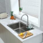 Silicone Bathroom Soap Dishes with Drain Spout-Bathroom and Kitchen Sink Organizer,Sponge Holder,Dish Soap Tray,Perfect for Dispenser,Scrubber,Bottle,Cup on Sink or Counter-Grey