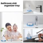 Silicone Bathroom Soap Dishes with Drain Spout-Bathroom and Kitchen Sink Organizer,Sponge Holder,Dish Soap Tray,Perfect for Dispenser,Scrubber,Bottle,Cup on Sink or Counter-Grey