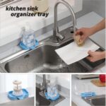 Silicone Bathroom Soap Dishes with Drain Spout-Bathroom and Kitchen Sink Organizer,Sponge Holder,Dish Soap Tray,Perfect for Dispenser,Scrubber,Bottle,Cup on Sink or Counter-Grey