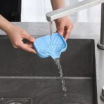 Silicone Bathroom Soap Dishes with Drain Spout-Bathroom and Kitchen Sink Organizer,Sponge Holder,Dish Soap Tray,Perfect for Dispenser,Scrubber,Bottle,Cup on Sink or Counter-Grey