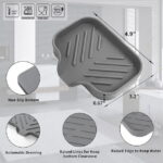 Silicone Bathroom Soap Dishes with Drain Spout-Bathroom and Kitchen Sink Organizer,Sponge Holder,Dish Soap Tray,Perfect for Dispenser,Scrubber,Bottle,Cup on Sink or Counter-Grey
