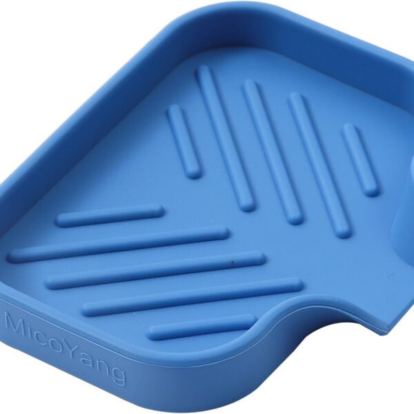 Silicone Bathroom Soap Dishes with Drain Spout-Bathroom and Kitchen Sink Organizer,Sponge Holder,Dish Soap Tray,Perfect for Dispenser,Scrubber,Bottle,Cup on Sink or Counter-Grey