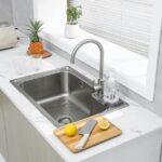 Silicone Bathroom Soap Dishes with Drain Spout-Bathroom and Kitchen Sink Organizer,Sponge Holder,Dish Soap Tray,Perfect for Dispenser,Scrubber,Bottle,Cup on Sink or Counter-Grey