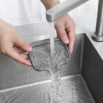 Silicone Bathroom Soap Dishes with Drain Spout-Bathroom and Kitchen Sink Organizer,Sponge Holder,Dish Soap Tray,Perfect for Dispenser,Scrubber,Bottle,Cup on Sink or Counter-Grey